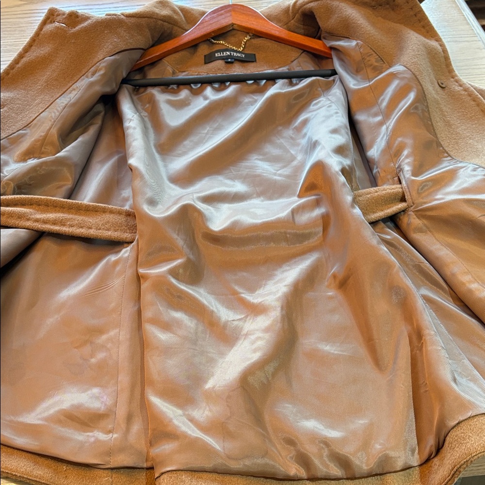 Ellen Tracy Dark Tan Cape Coat with Belt - Picture 5 of 7